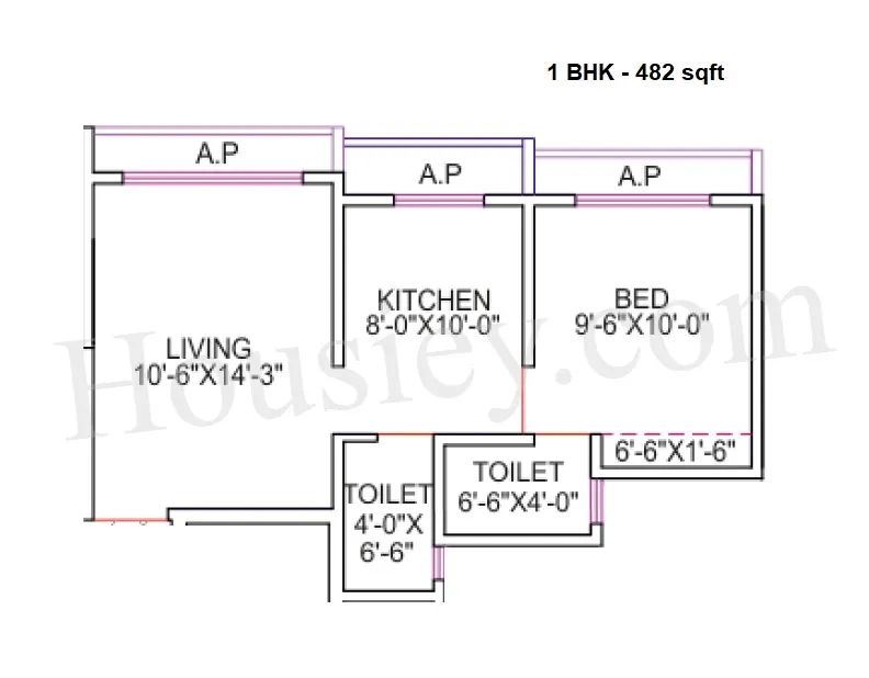 Shree Krishna Elegance Unit plan - 482 sq.ft.